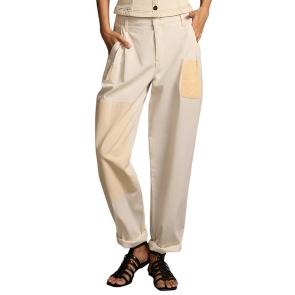 Anthropologie Pilcro Patchwork Rolled Hem Utility Cargo Barrel Pants EUC sz 29 - Picture 1 of 12